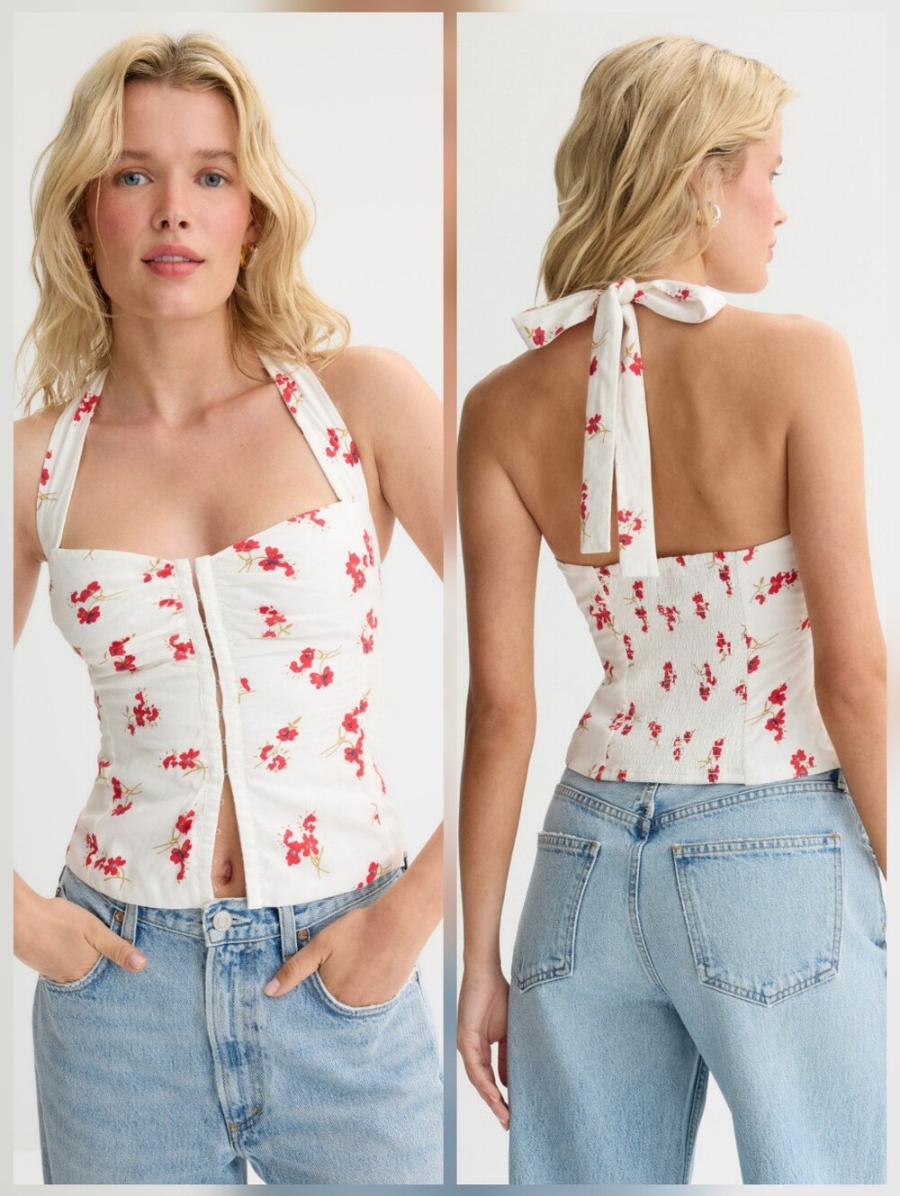 Bardot Rixton Printed Halter Top Sweetheart Sleeveless Size S